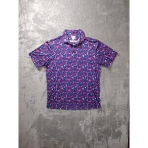 Tailor Byrd Polo Shirt Mens XL Purple Pink Floral Golf Tennis Pickleball Outdoor